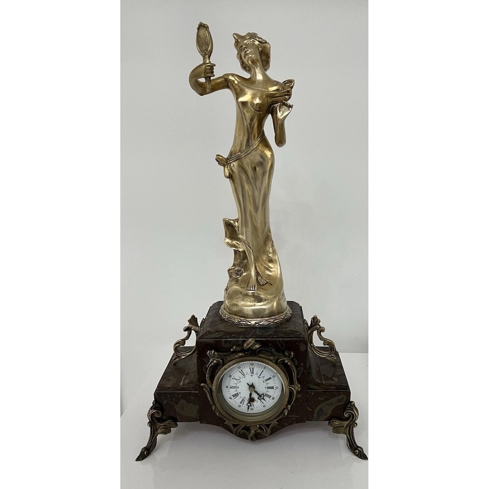 (100)Bronze French Digital mantel clock, from the late 19th to early 20th centur